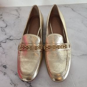 Tory Burch Metallic Gold Loafers